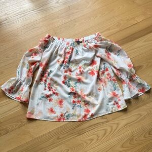 Sanctuary Floral Off Shoulder Blouse S Boho Bell Sleeve Top